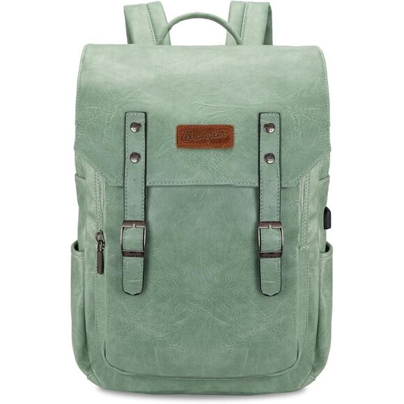 ✨Men Green Montana West Wrangler Leather Purse Laptop Backpack Fashion Backpack - Picture 3 of 6